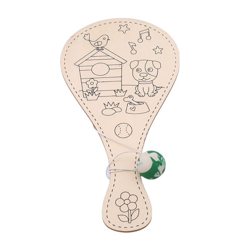 

Painting Graffiti Toys DIY Racket Wooden Toy For Children Manual Painting Pat Ball Kids Educational Handmade Game Arts Crafts