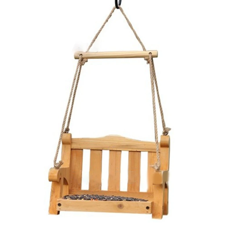 

Новинка 2022, подвесная кормушка для птиц, деревянная качающаяся скамейка, поднос для еды, уличный декор для двора, балкона