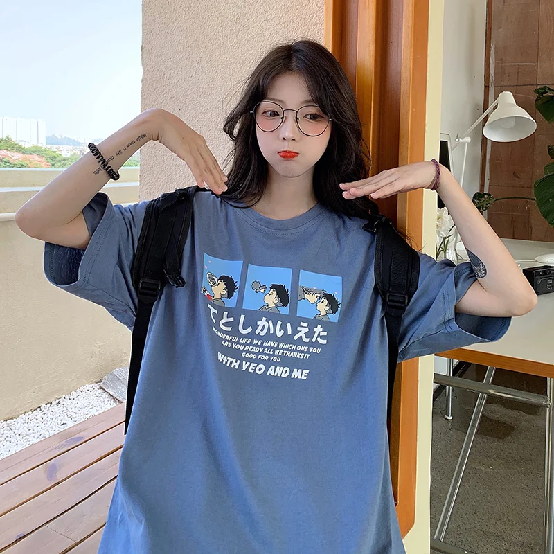 Брендовая футболка в стиле ретро с коротким рукавом Женская свободная модная