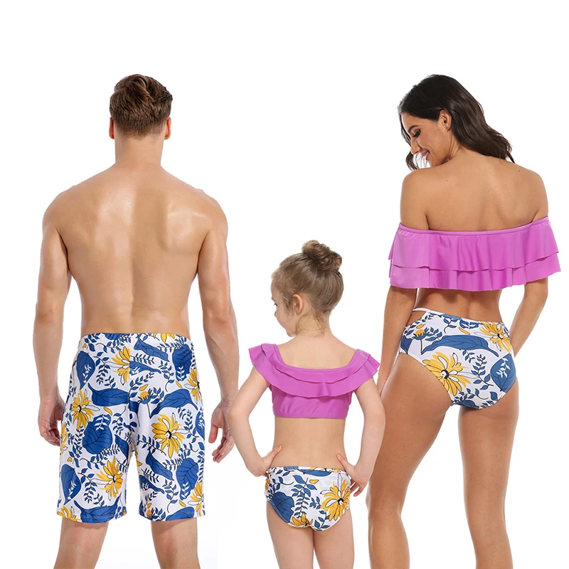 Бикини для мамы и дочки комплект из двух предметов купальный костюм всей семьи с