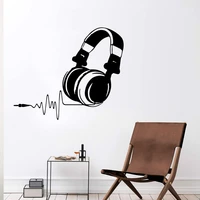 diy wallpaper headphones vinyl poster music wall stickers for office room hiphop wall decals living room sticker on wall mural