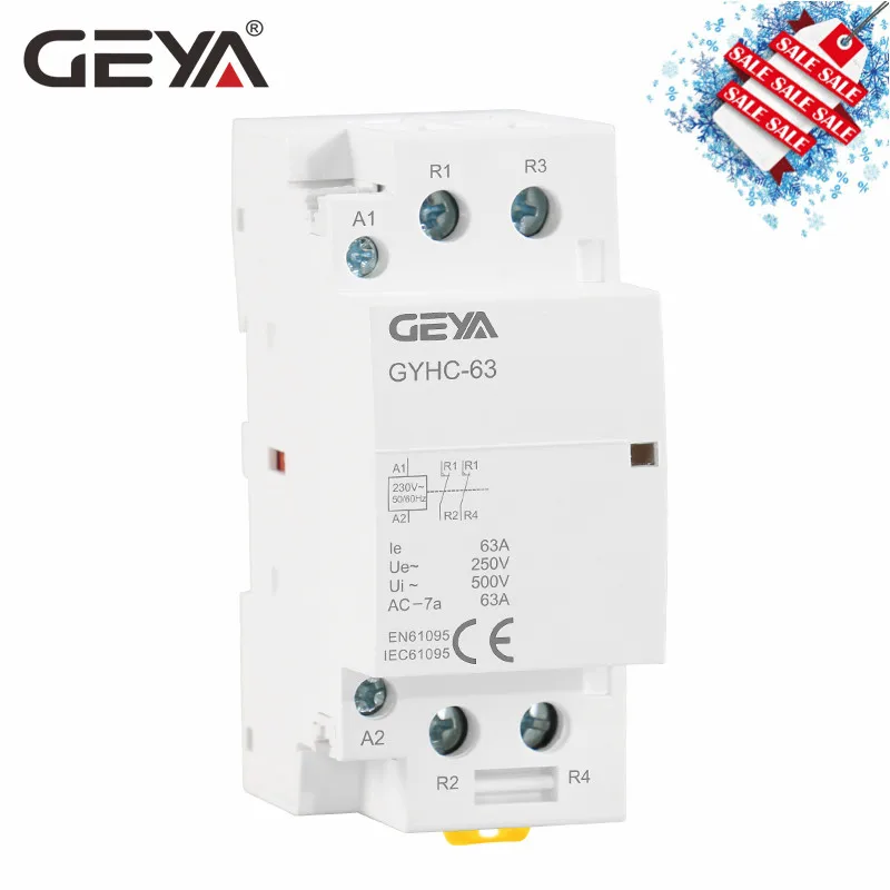 GEYA 2P 40A 63A 2NO или 2NC модульный контактор din-рейку монтаж AC220V 230V автоматический