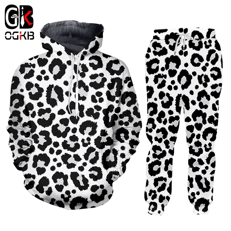 Костюм OGKB мужской из 2-х предметов с леопардовым принтом тренировочный костюм
