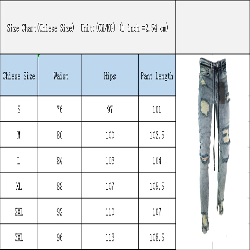 

Men's Broken Hole Jean Pants Elastic Destroyed Denim Ripped Pants Skinny Classic Cowboys Young Men Jogging Pencil Pants P0120