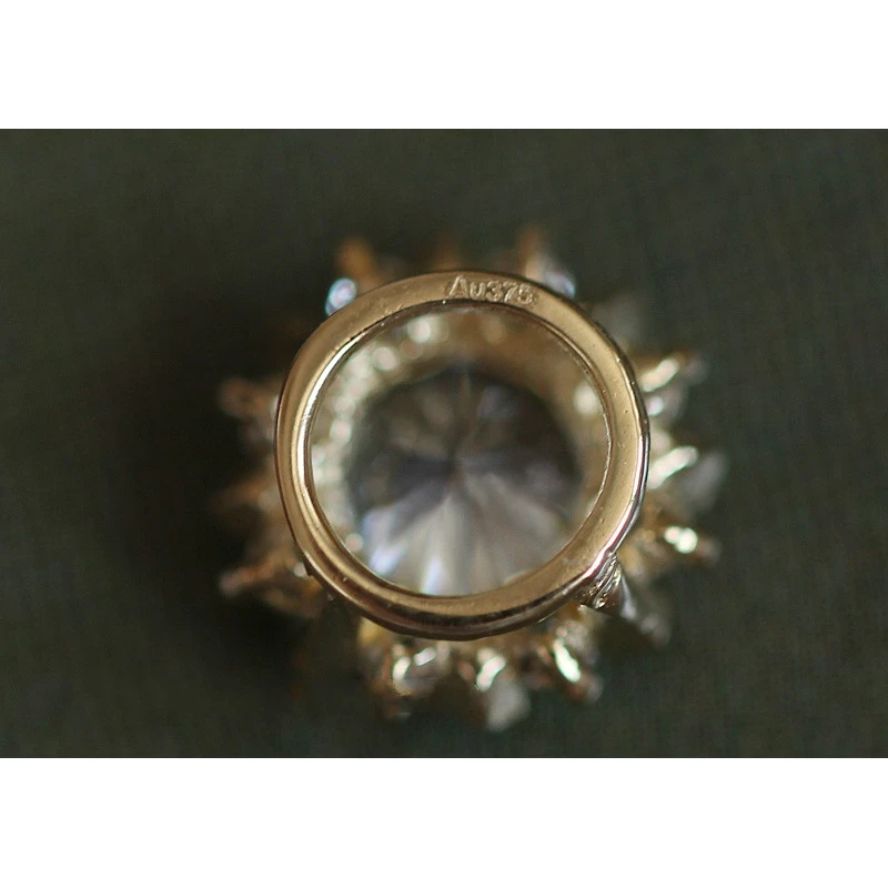 Подвеска из настоящего твердого золота 9 к с хрустальным шариком ожерелье солнце