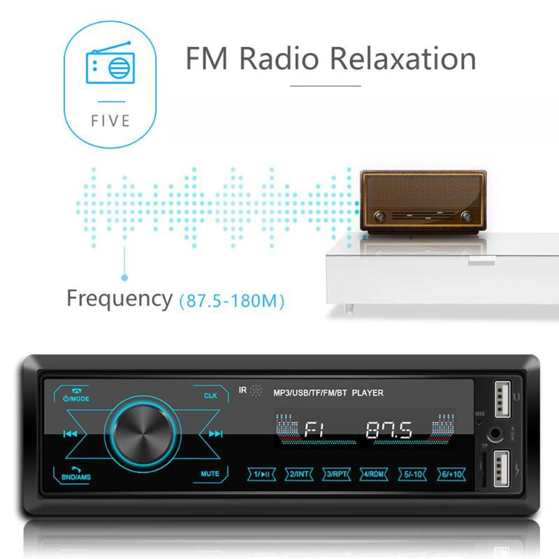 магнитола M10 Авторадио 1 Din Bluetooth автомобильный стерео MP3 плеер 7 цветов светильник