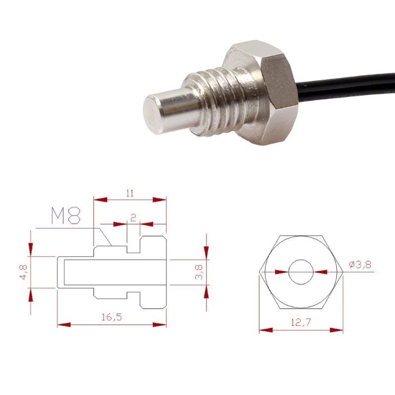 

NTC 10K Thermistor Temperature Sensor M8 Thread Probe Cable 1m 2m Waterproof DropShipping