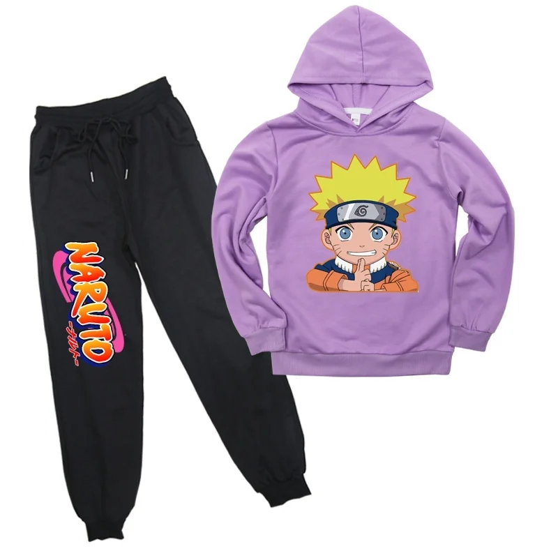 

2021 Naruto Sweatshirt Pants Suit Fashion Casual Boys Girls Cotton Hoodies Cool Cartoon Sweatshirts kids Pullover Sportswear
