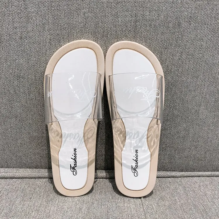 Летние Пляжные Шлепанцы женская обувь коллекция 2019 года прозрачные Вьетнамки в