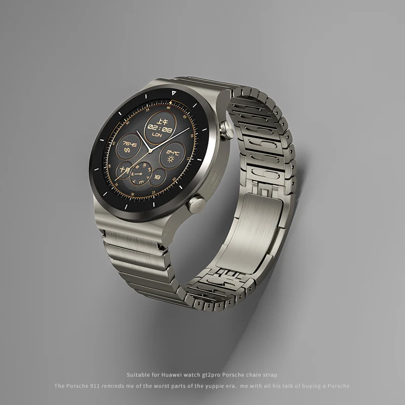 Ремешок титановый серый для Huawei Watch GT 2 Pro браслет из нержавеющей стали часов GT2 46