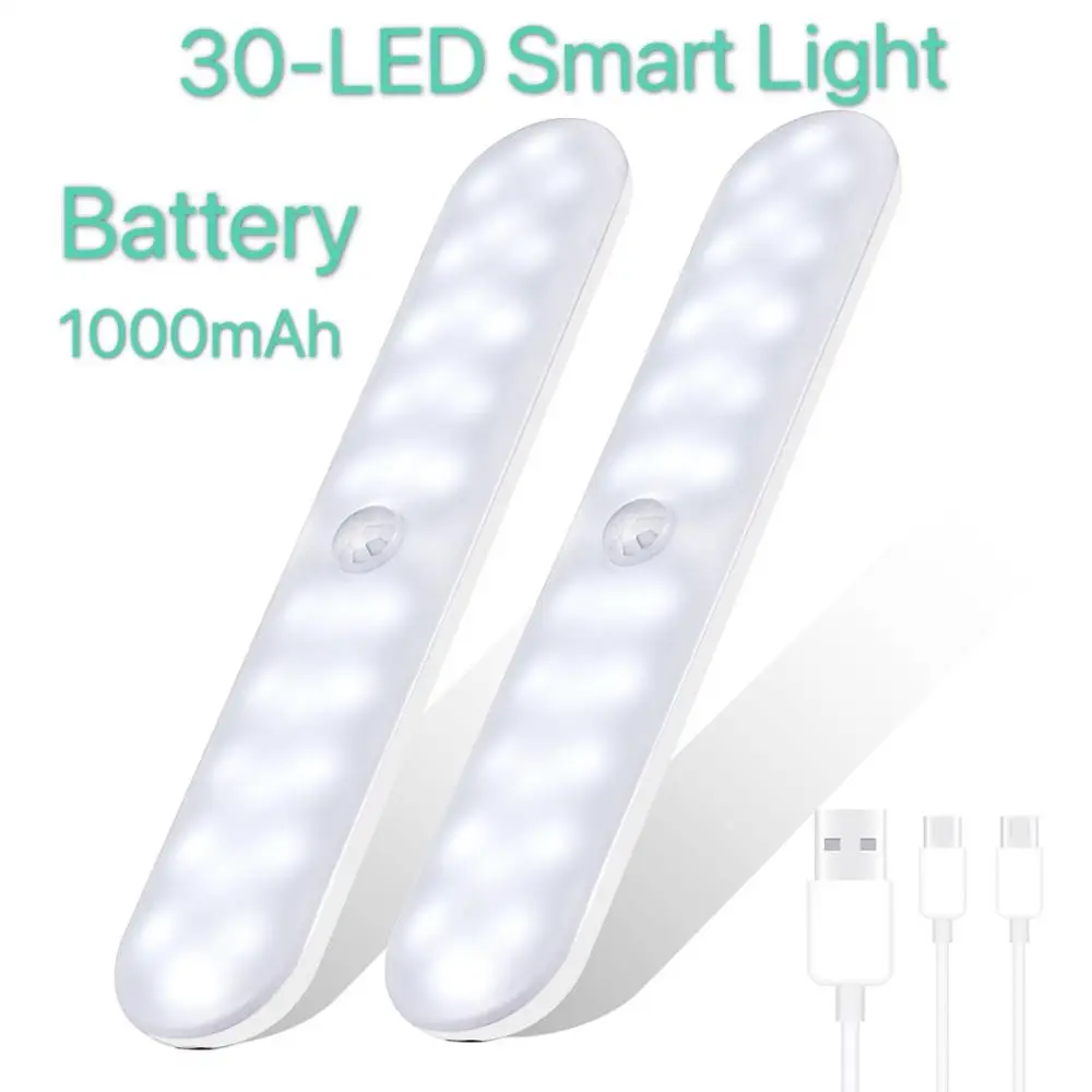 30 Светодиодная подсветка под шкаф движения PIR Сенсор настольная лампа USB