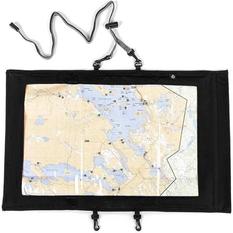 

Map Bag Waterproof TPU World Map Case Outdoor Cover for Travel Hiking with Clear Window & Lanyard