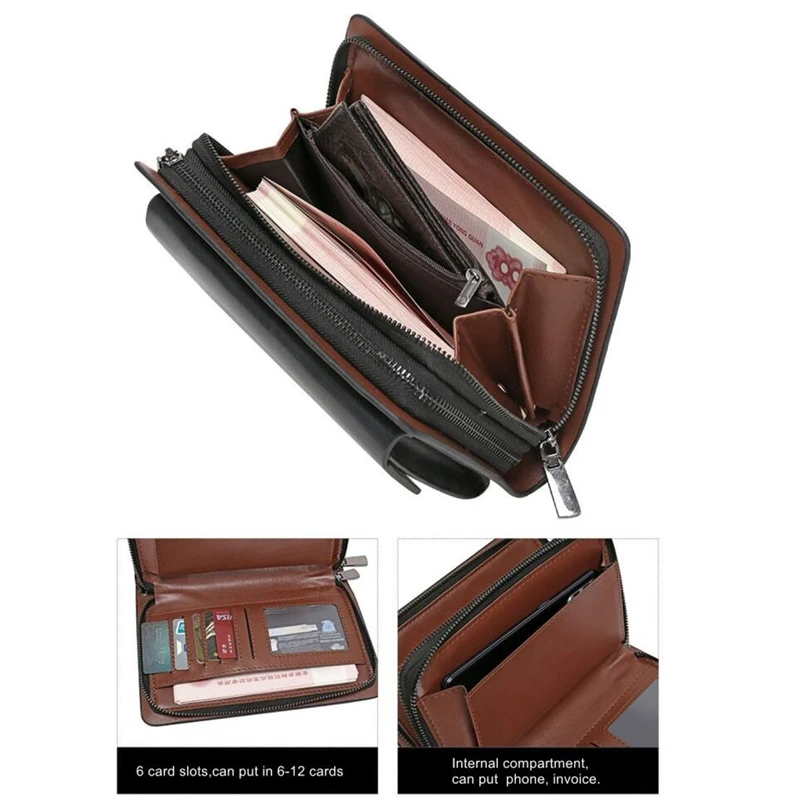 Мужской Длинный кошелек JEEP BULUO коричневый клатч из мягкой кожи деловая сумка для