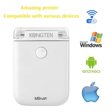 Kongten Mbrush Printer Handheld Portable Mini Inkjet Printer Ink Cartridge for iOS Android Printer Machine DIY for Clothes