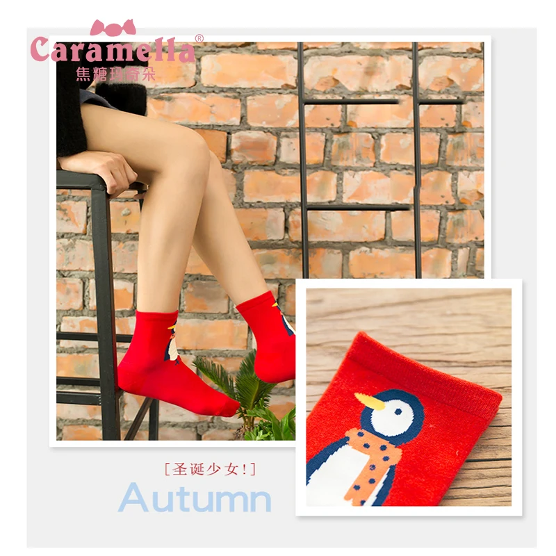 Женские носки карамеллы изящные хлопковые красные Мультяшные милые забавные
