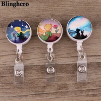 cb729 little prince and fox retractable badge reel nurse doctor student exhibition id card clips badge holder stationery