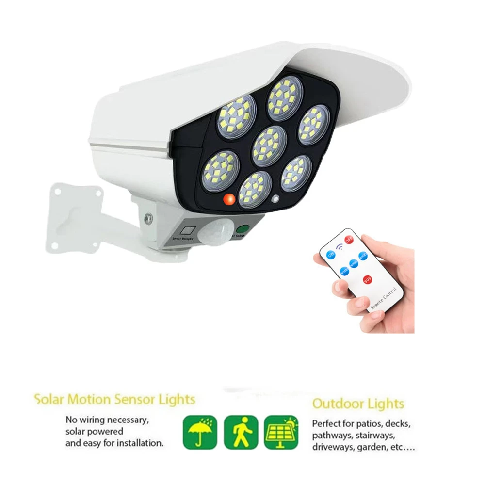 

remote solar fake monitor dummy camera Light Outdoor Lamp Powered Sunlight Waterproof PIR Motion Sensor Street Garden Décor secu