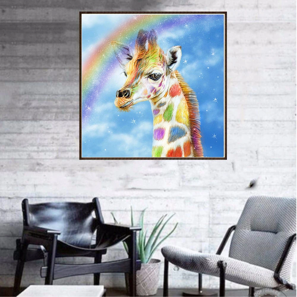 5D Алмазная мозаика живопись красочные полосы жираф сделай сам алмазная вышивка