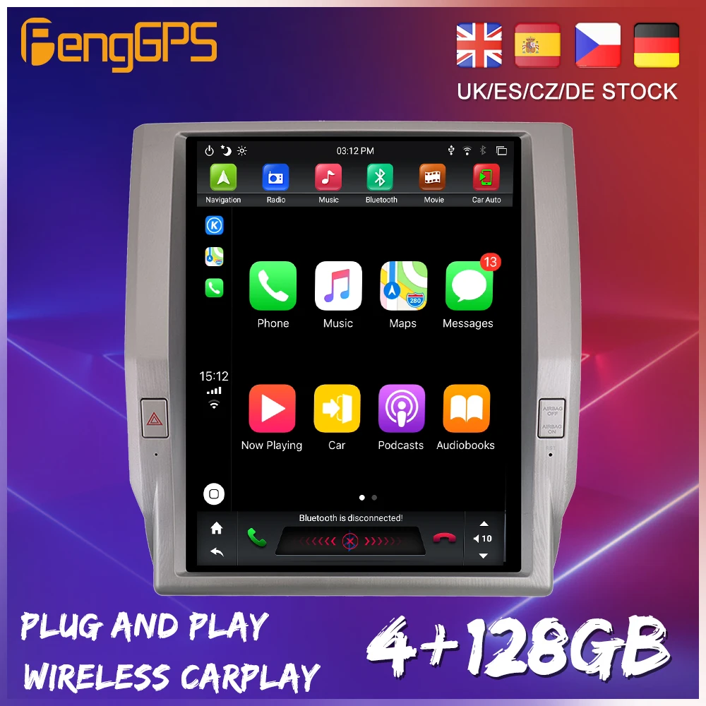 128G Android 9 0 большой вертикальный экран Тесла для Toyota Tundra 2014 2017 серии CarPlay GPS Радио