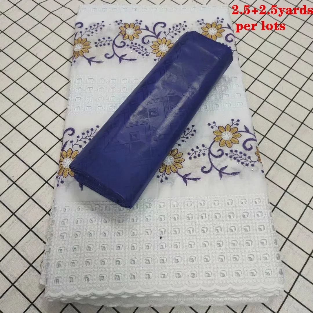 

2.5 +2.5 Yards Afrian Dry Lace Fabric With Embroidered 100% Cotton Bazin Riche Fabric Dresses Guipure Lace Materials CP018