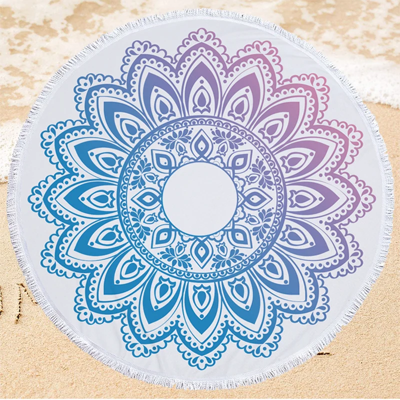 

Bohemia Style Beach Towel with Tassel Mandala 150cm Round Beach Swimming Bath Towel Microfiber Outdoor Sports Yoga Pad