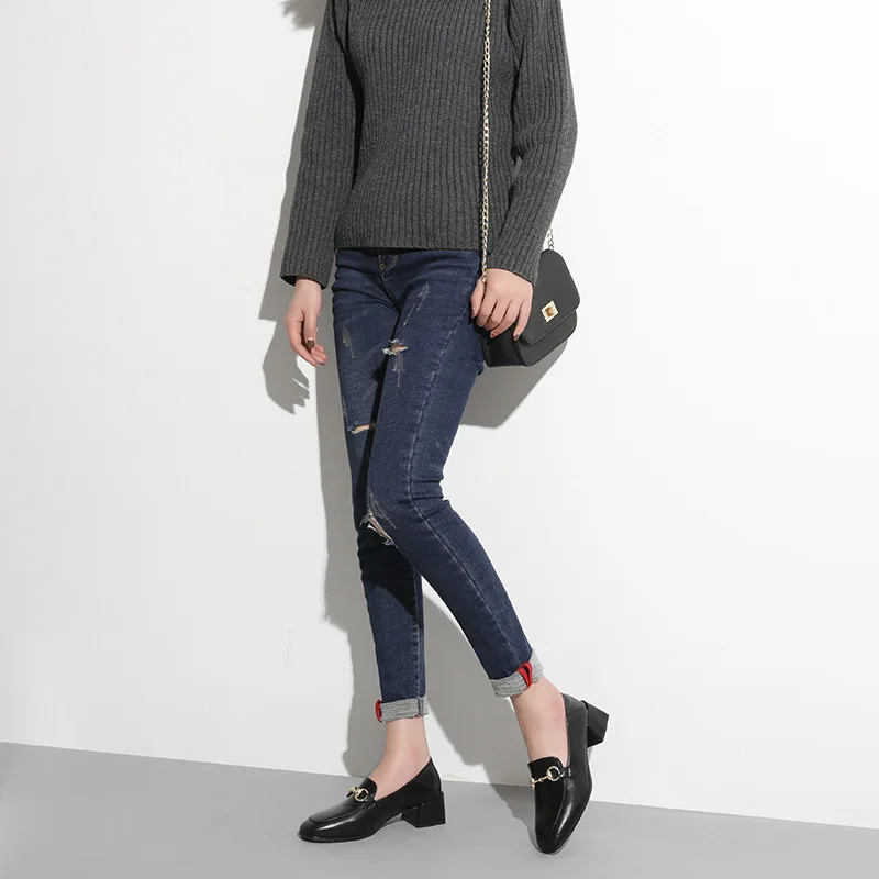 

Ins Super Hot Shoes Spring and Autumn 2021 New Single Shoes Women's Flat Loafers Buckle British Square Toe Women's Shoes