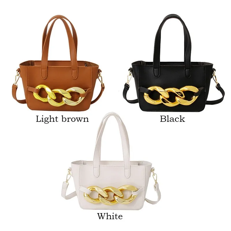 

Gold Thick Chain Luxury Handbags For Women Tote Bags Leather Crossbody Shoulder Bag Women Bucket Bag Brand Clutches Femal Bolso