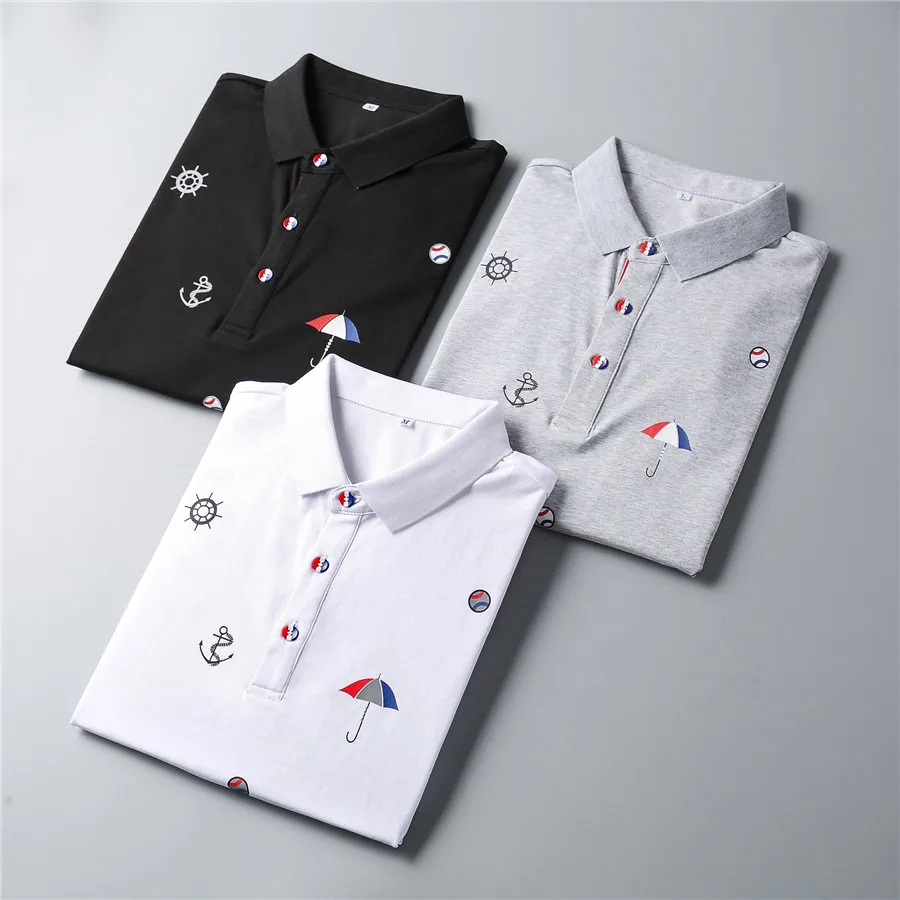 

2021 Brand Polo Shirts Men's Clothing Summer Tops Plus Size Short Sleeve Korean Homme Cotton Fashion Luxury High Quality Clothes