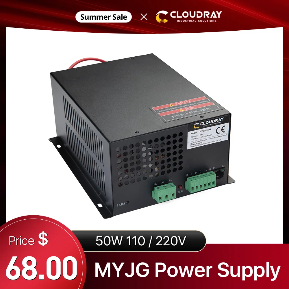 Cloudray 50 Вт CO2 лазерный источник питания для лазерной гравировки резки MYJG 50W