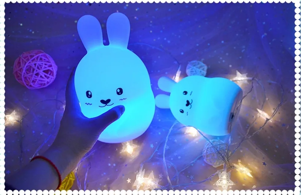 Светодиодный ночсветильник в виде кролика с сенсорным датчиком и дистанционным