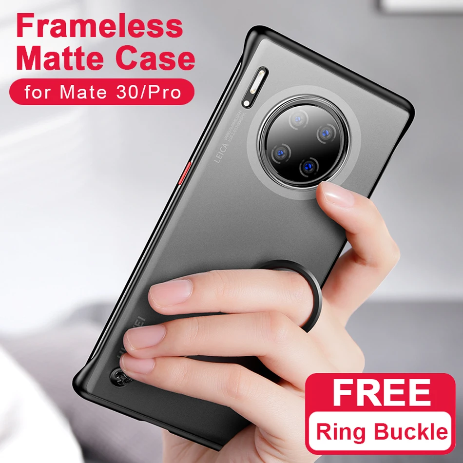 Mate 30 безрамный чехол для huawei mate 30 Pro чехол матовый прозрачный PC ударопрочный чехол на заднюю панель для huawei mate 30 с кольцом