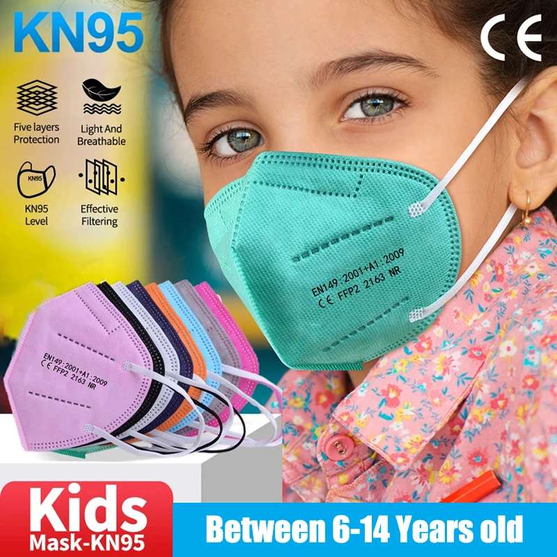 

Разноцветные Детские маски FFP2, 5 слоев, KN95, детская маска 95%, фильтрация 6-14 old ffp2 KN95, маски для лица, маскарадные маски для детей