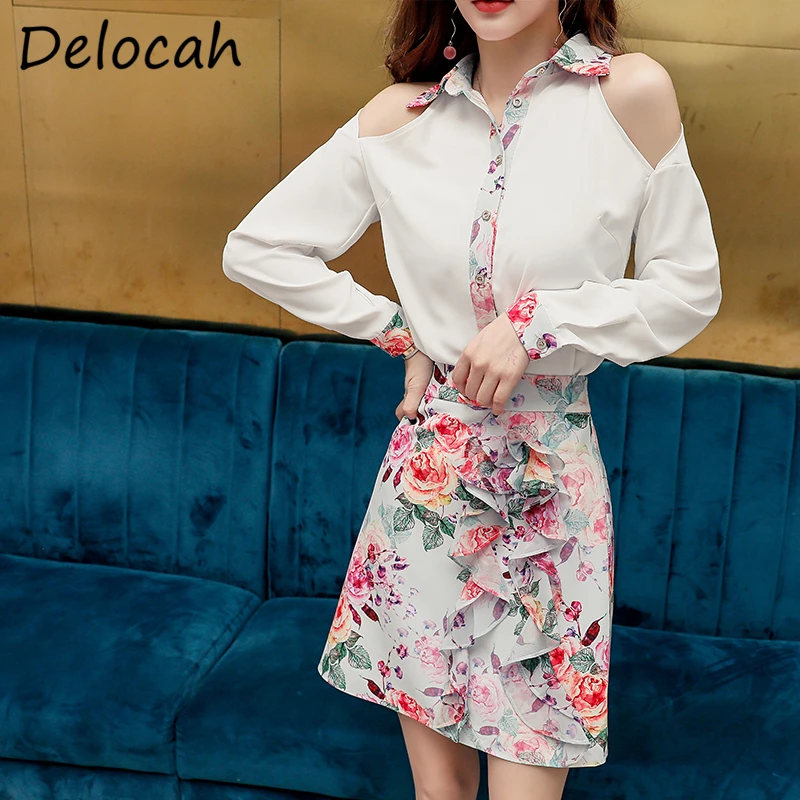 

Delocah/женские летние модные дизайнерские юбки, комплекты, свободные блузки без бретелек + короткие юбки с оборками и высокой талией, костюмы и...