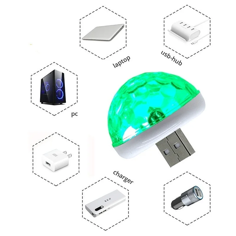 2020 Новый многоцветный USB светодиодный светильник для салона автомобиля