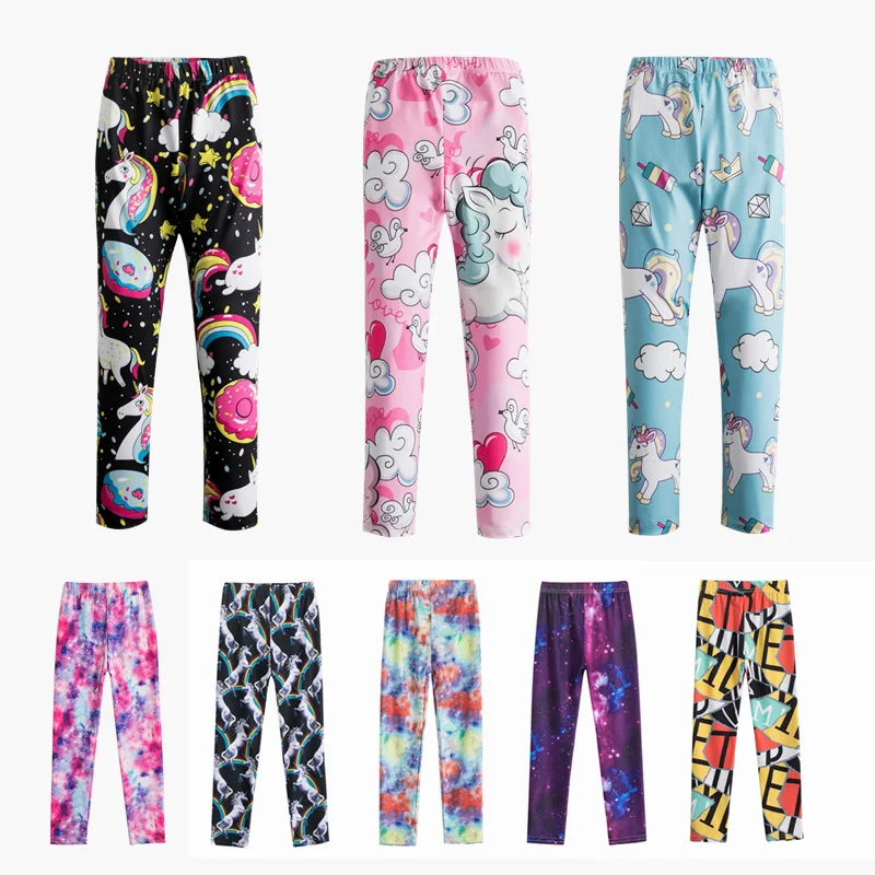 

Elasticity Trousers For Girls Unicorn Leggings Spring Girls Bottom Clothes Casual Kids Pants Children Cartoon Clothing Trousers