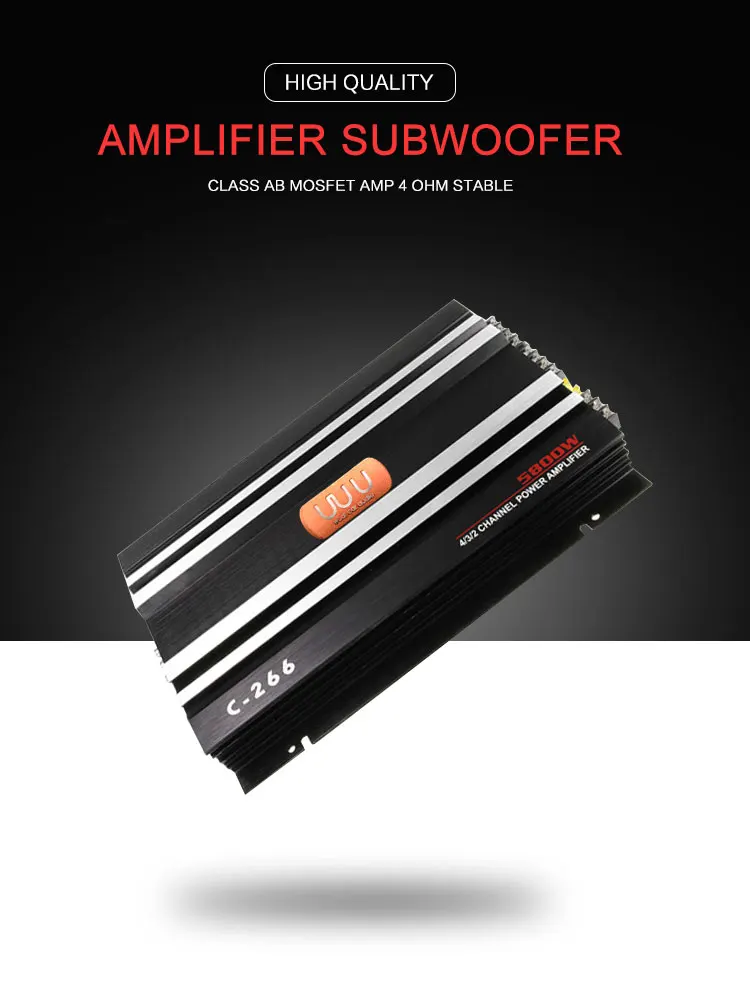 4-Channel Car Amplifier 12V 5800 W 2ohm / 4ohm Vehicle Booster 4 Way MOSFET Power Stereo Active Amp Push Subwoofer And Speaker