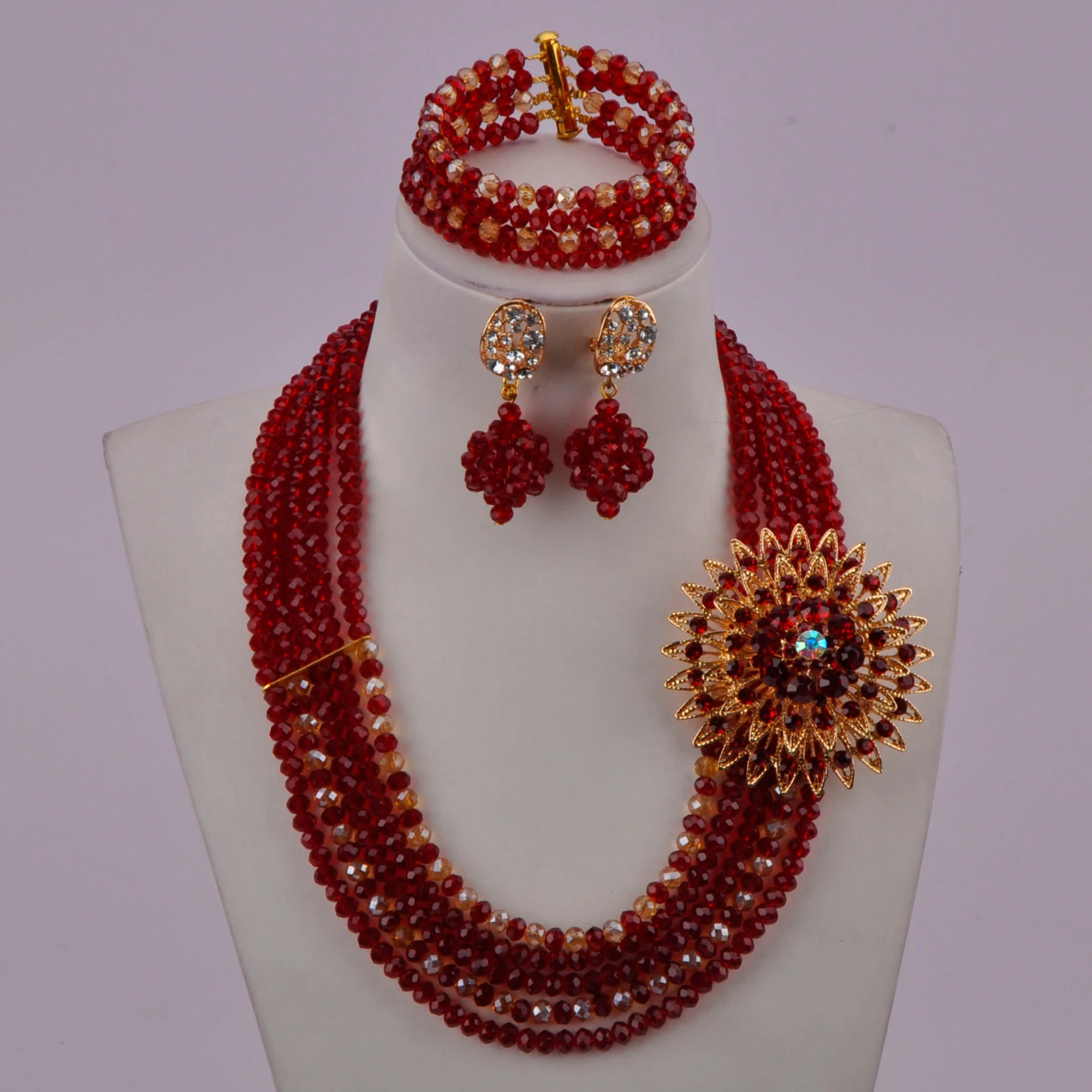 Laanc новейшее вино золото AB Хрустальное нигерийское Ожерелье Африканские бусы