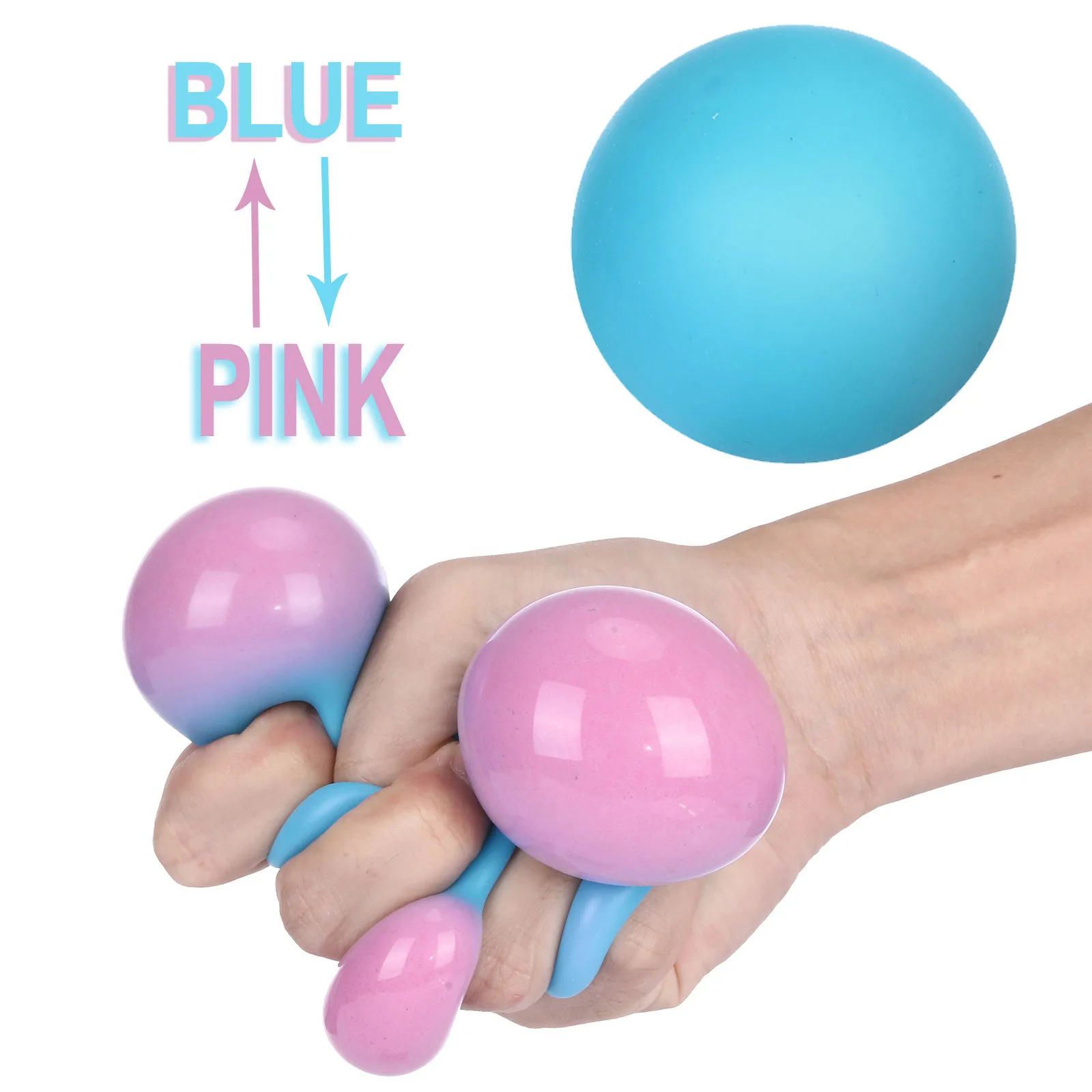 Bolas para aliviar el estr&eacute;s para ni&ntilde;os y adultos, suave y el&aacute;stico juguete, no t&oacute;xico, resistente a las roturas, cambio de Color, 6cm/6,5 cm-0