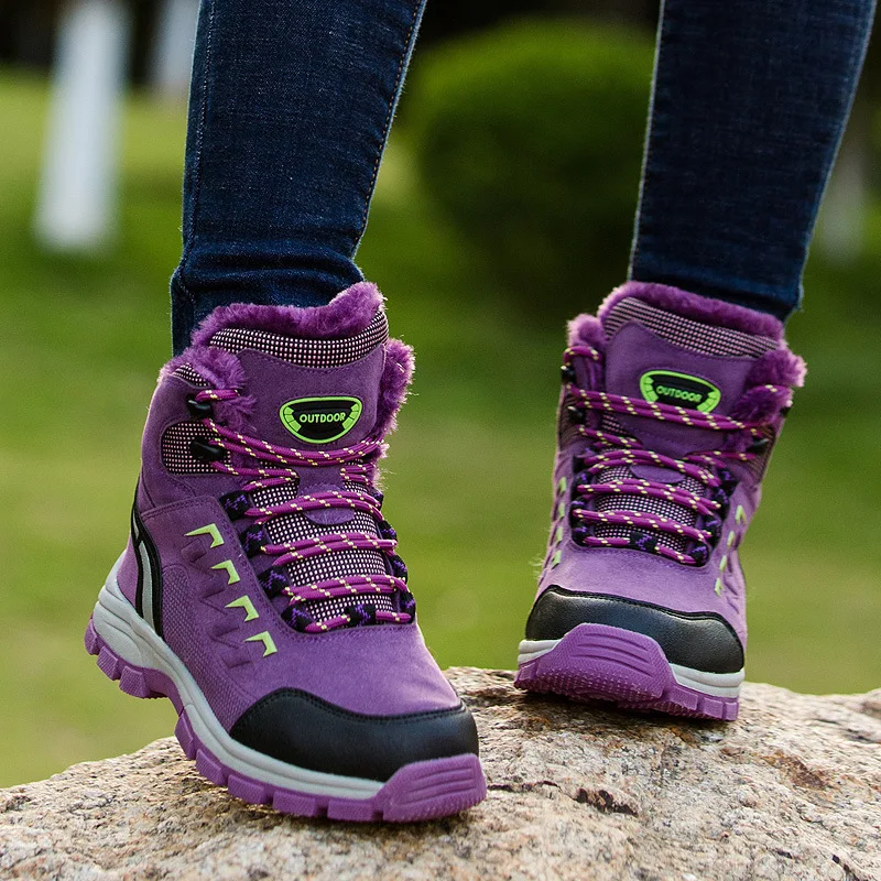 Мужские зимние Бархатные ботинки до щиколотки Нескользящие для походов