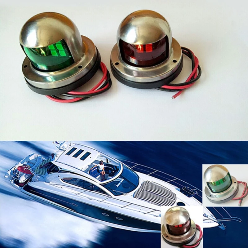 

2Pcs 12V Stainless Steel Red Green Bow LED Navigation Lights Boat Marine Indicator Spot Light Marine Boat Yacht Sailing Light