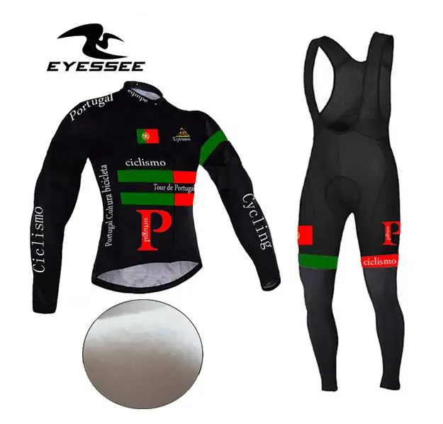 Long strap set Флисовая одежда для велоспорта Ropa Ciclismo Eyessee, Зимняя Теплая Флисовая профессиональная велосипедная одежда, MTB велосипедная одежда - Цвет: Long strap set