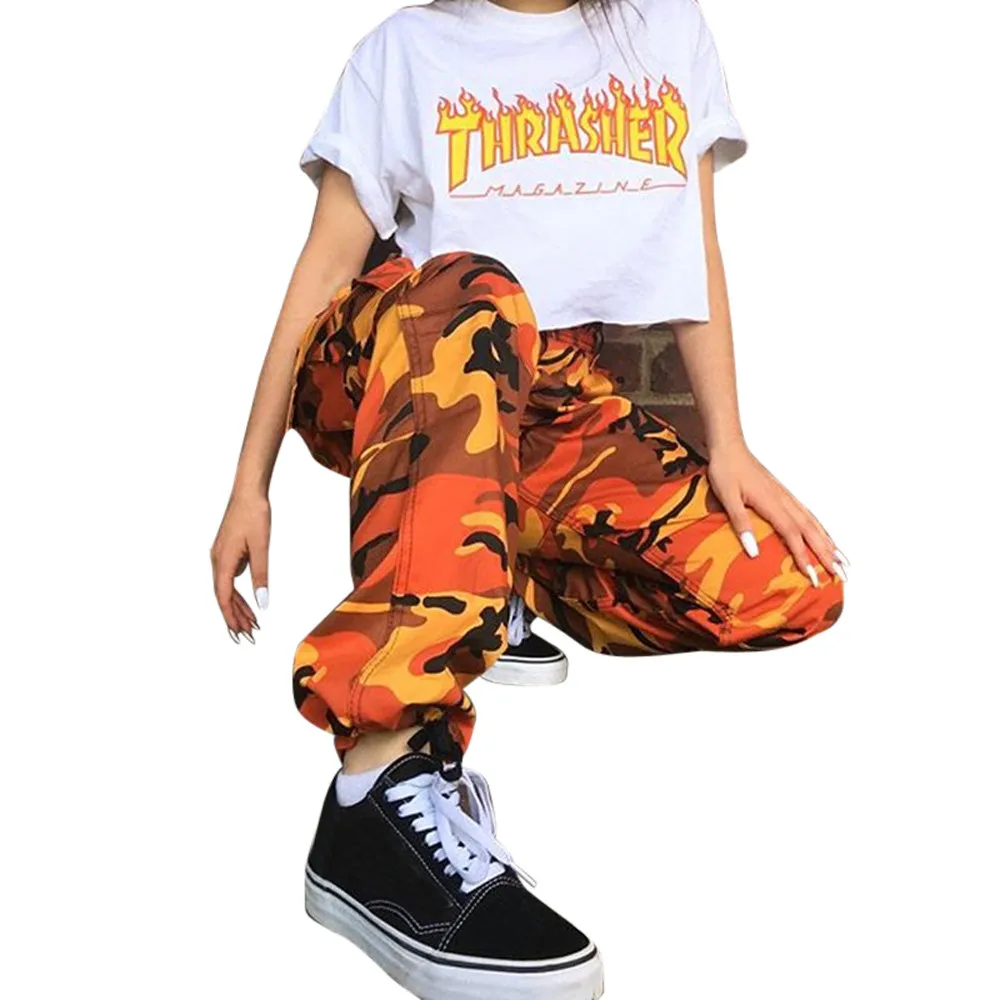 Women Sports Camo Cargo Pants Outdoor Casual Camouflage Trousers Jeans Plus Size Mid Waisted Femme High Quality Cotton |