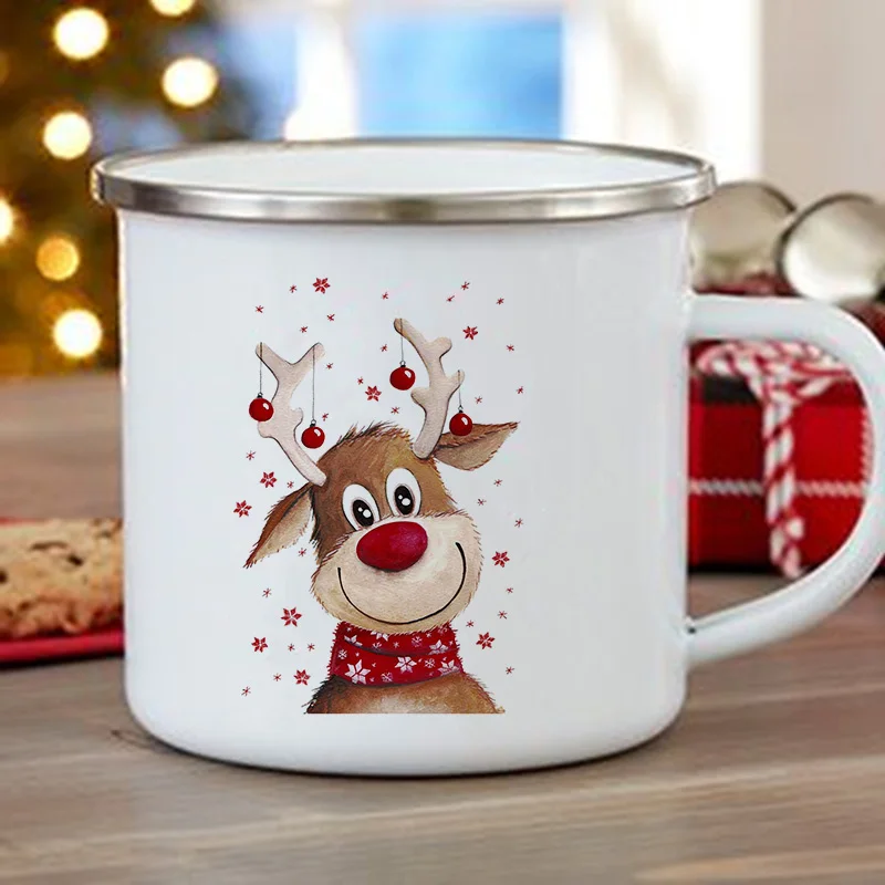 Креативные рождественские чашки с изображением снеговика эмалированные для