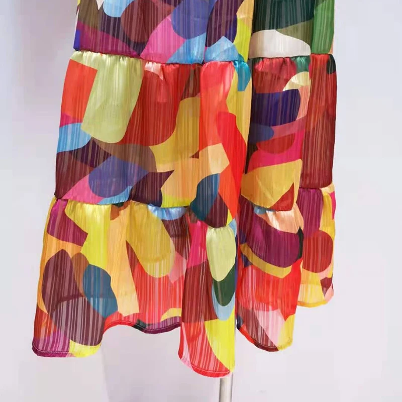 

TWOTWINSTYLE Casual Print Hit Color Set For Women Lapel Long Sleeve Shirt High Waist Skirt Patchwork Bow Female Two Piece Sets