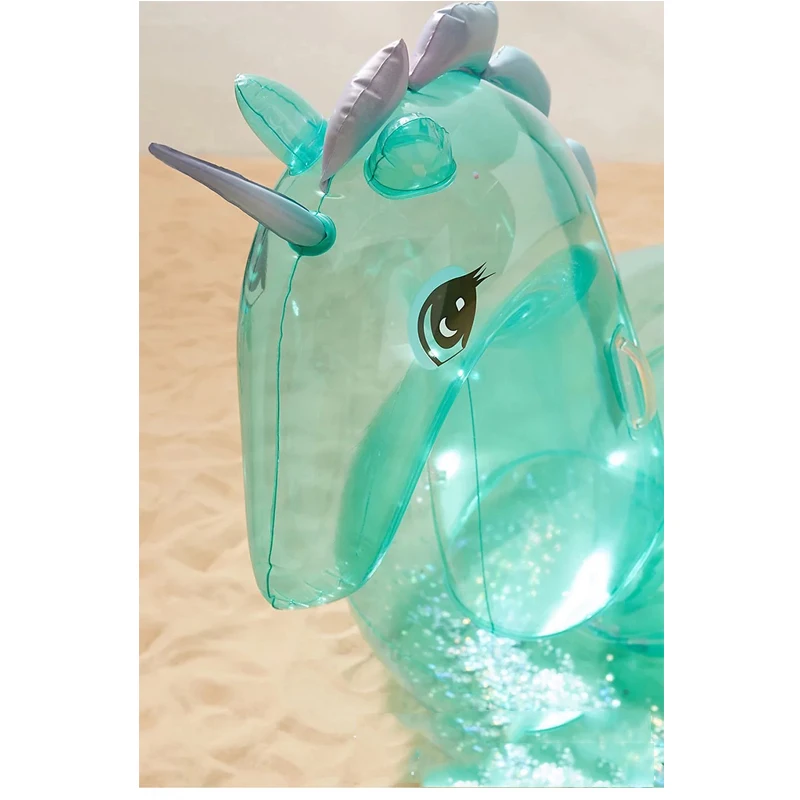 

New Giant Float Inflatable Unicorn 120cm Clear Green Unicorn /Horse Floats Swimming Ring Fun Water Toys For Adult Boia