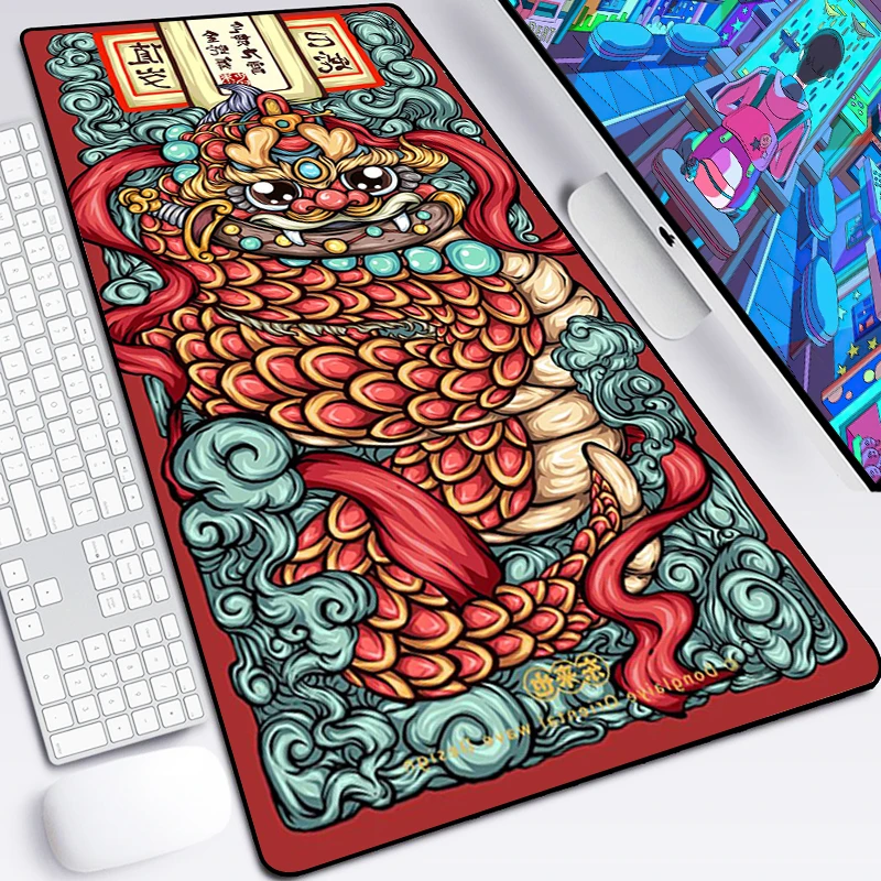 Elements of Chinese Style Mouse Pad Gaming Accessories Non-Slip Table Keyboard Desk Mat Gamer PC Rubber Carpet Dragon Mousepad | Компьютеры