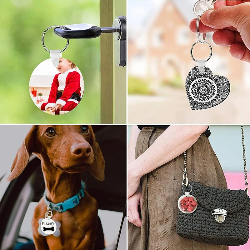 

Sublimation Blanks Keychains, 40 Pieces Heat Transfer Keychain DIY MDF Blank Keychains Double-Side Printed Keychain