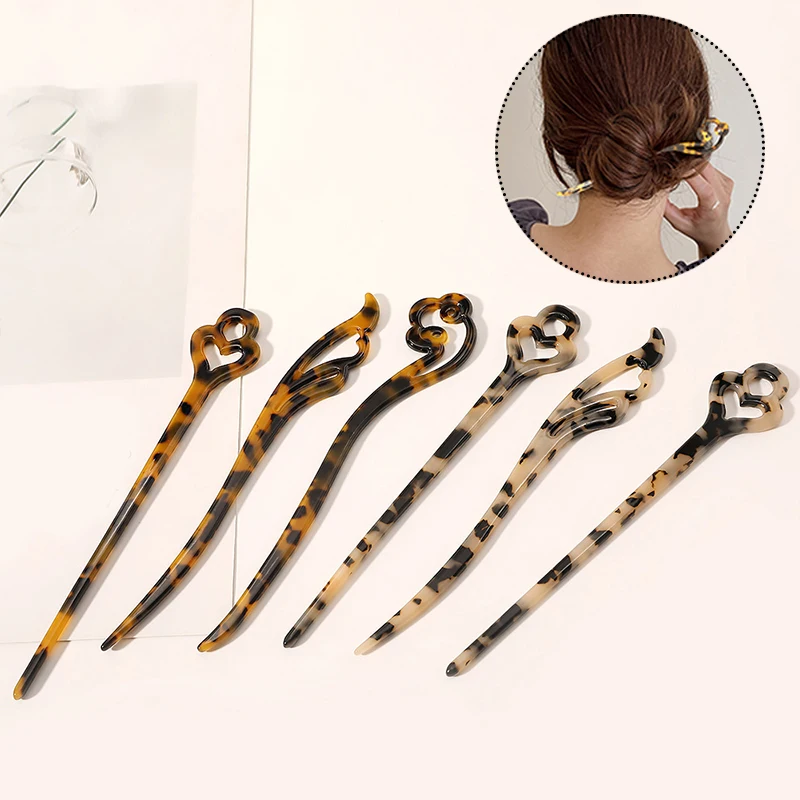 

Vintage Hair Chopstick Chinese Style Hair Sticks Geometric Twisted Colorful Hairpins Women Girls Tortoiseshell Hair Clip