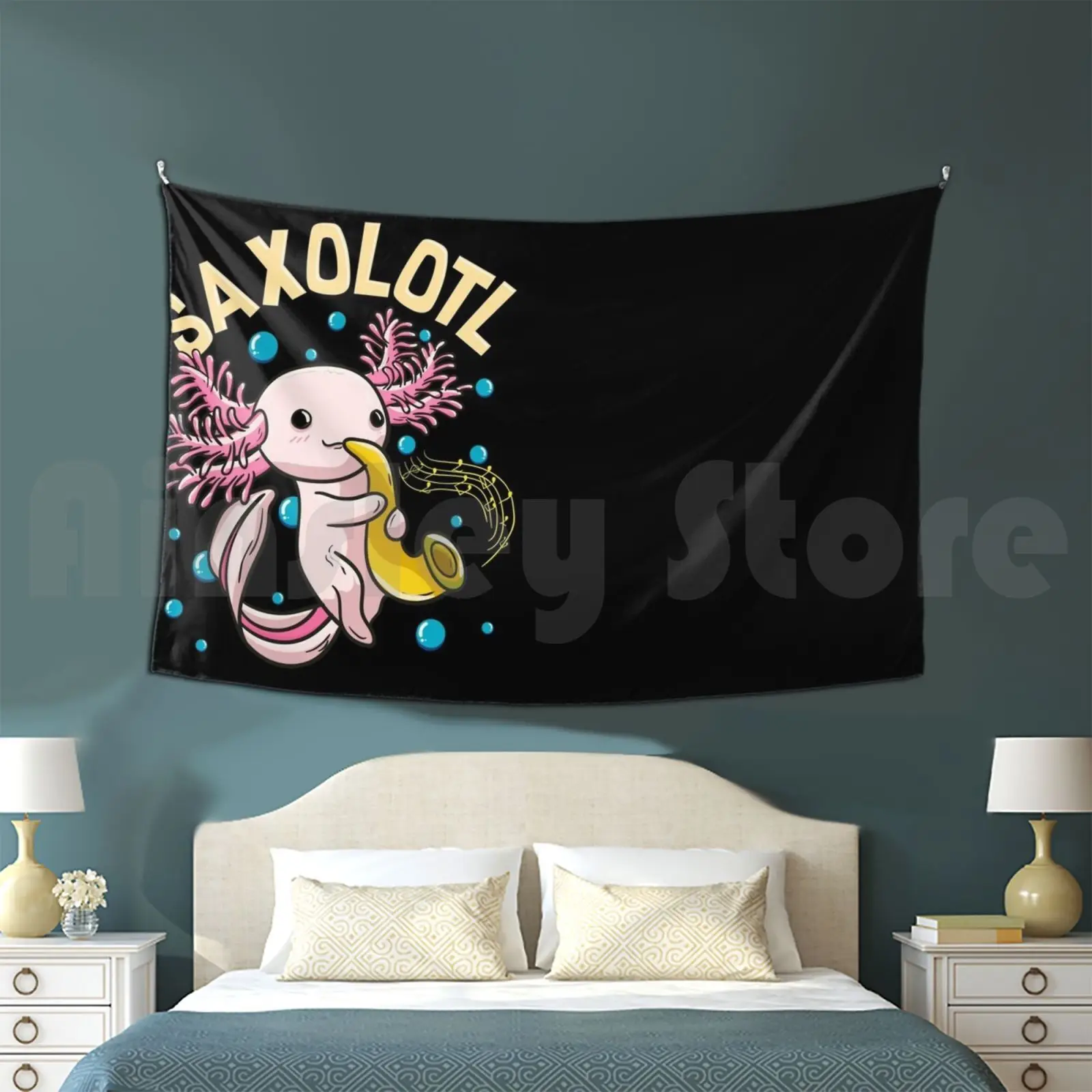 

Tapestry Cute & Funny Saxolotl Adorable Axolotl Playing Sax 1255 Saxolotl Axolotl Sax Axolotl