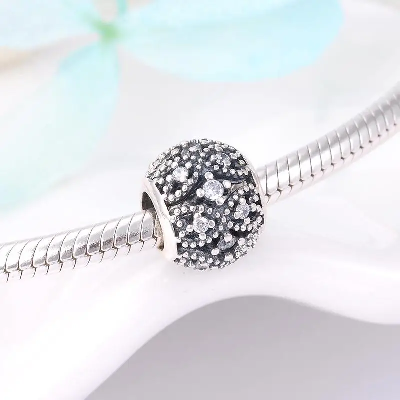 100% Настоящее 925 пробы серебро ротанга завод DIY круглый прекрасный брелок Бусины